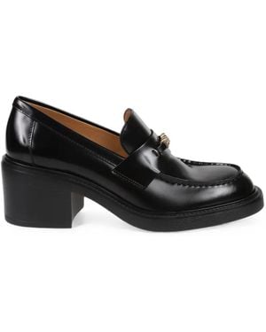 Tod's Logo-Plaque Block-Heel Loafers - Black