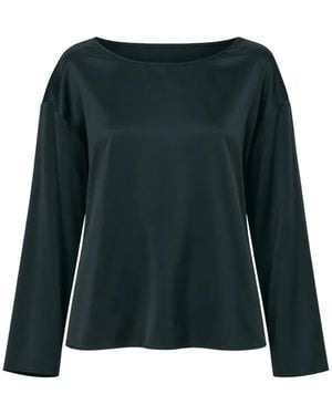 Emporio Armani Satin-Finish Long-Sleeve Blouse - Green