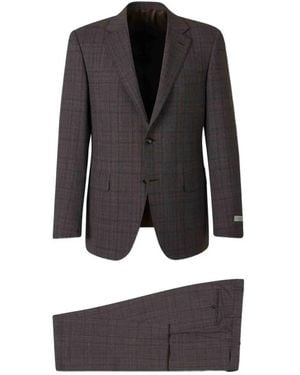 Canali Check-Pattern Suit - Black