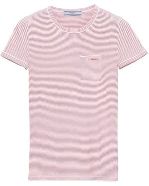 Prada ストライプ Tシャツ - ピンク