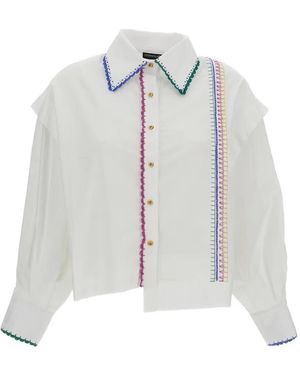 ESTRAFALARIO Alay Embroidered-Trim Shirt - White