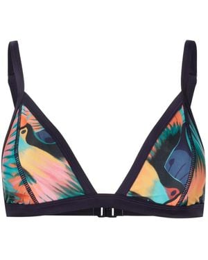 Duskii Tropical-Print Triangle Bikini Top - Blue