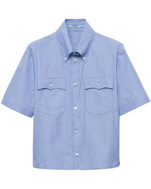 Prada Short-Sleeve Cotton Shirt - Blue