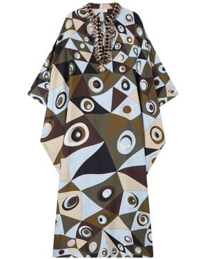 PUCCI Occhi-Print Silk Kaftan With Embroidery - White
