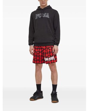 PUMA Hoops Diamond-Print Track Shorts - Red