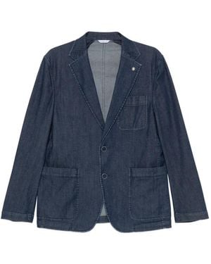 Manuel Ritz Notched-Lapels Denim Jacket - Blue