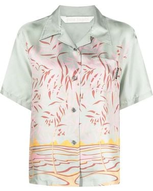 Palm Angels Graphic-Print Short-Sleeve Shirt - Grey
