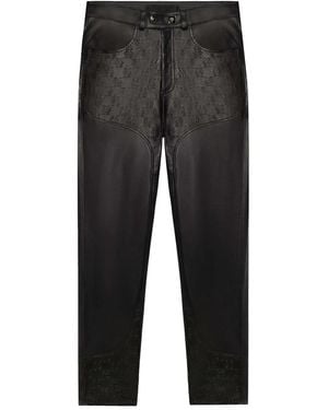 PLACE OF ELMS Monolink-Debossed Leather Trousers - White