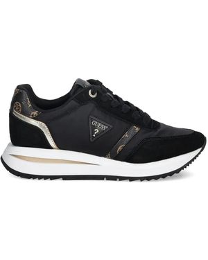 Guess Eagar Logo-Print Panelled Trainers - Black