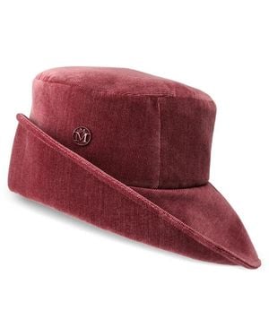 Maison Michel Chapeau Paulina En Velours Côtelé - Rouge