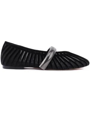 Lola Cruz Gestreifte Alexa Ballerinas - Schwarz