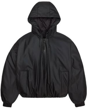 Rains Zipped Hooded Jacket - Black