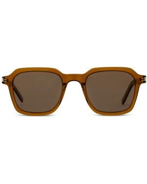 Saint Laurent ロゴ サングラス - ブラウン