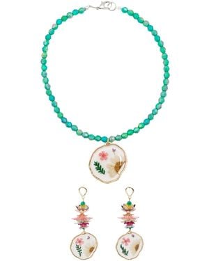 Amir Slama Beaded Necklace Earrings Set - Metallic
