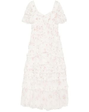 Needle & Thread Magnolia Ditsy Gown - White