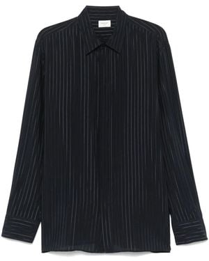 Saint Laurent Gestreiftes Seidenhemd - Schwarz
