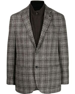 Corneliani Plaid-Check Single-Breasted Blazer - Black