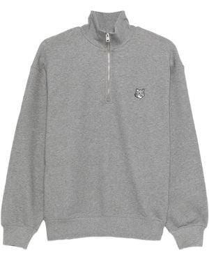 Maison Kitsuné Fox-head Half-zip Sweatshirt - グレー