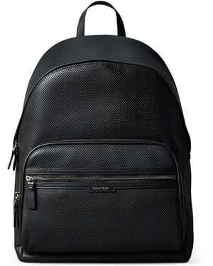 Calvin Klein Perforated-Detail Logo-Plaque Backpack - Black