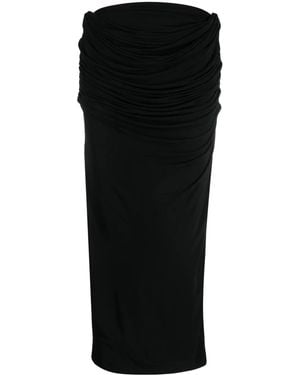 Paris Georgia Basics Draped Midi Straight Skirt - Black