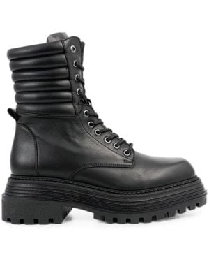 SERGIO MORETTI FIRENZE Padded-Collar Lace-Up Ankle Boots - Black