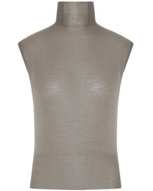 Rick Owens Ribbed-Knit Sleeveless Top - Grey