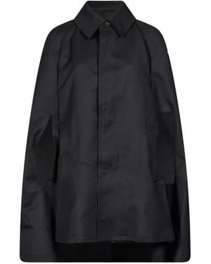 Junya Watanabe Abrigo A Rayas Diplomáticas Estilo Capa - Negro