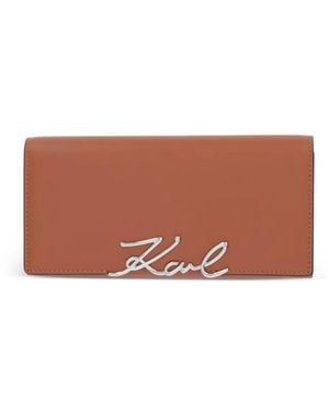 KARL LAGERFELD K/Signature Continental Logo-Plaque Wallet - Brown