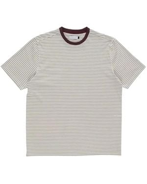 Pop Trading Co. Pop Striped Logo T-Shirt - Gray