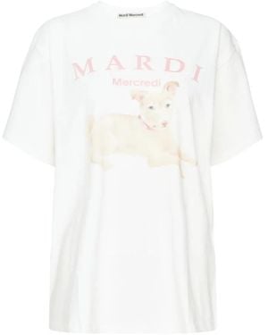 MARDI MERCREDI Puppy-Graphic T-Shirt - White