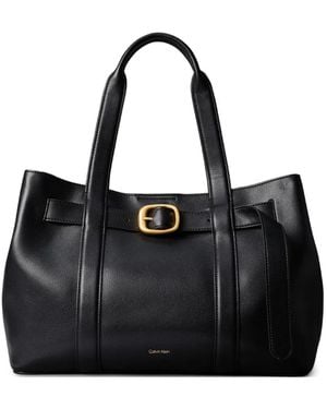 Calvin Klein Buckle-Detail Tote Bag - Black