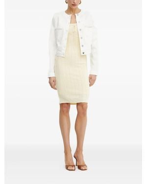 Guess Tie-Detail Rib-Knit Mini Dress - White