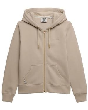 Superdry Essential Zip-Up Hoodie - Natural