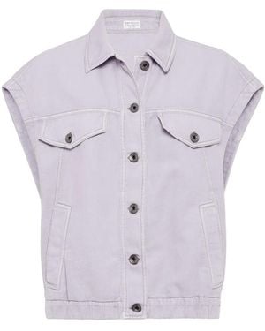 Brunello Cucinelli Cotton-Linen Overshirt Vest - Purple