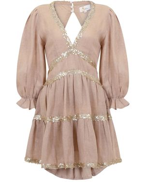 SANA OSMANI Miriam Open-Back Mini Dress - Brown