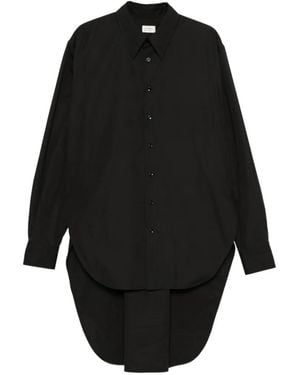 Saint Laurent High-Low-Hem Button-Down Shirt - Black