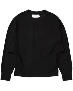 Closed Crew-Neck Long-Sleeve Sweatshirt - Black