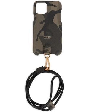 Tom Ford Camouflage-Print Lanyard Phone Case - Black