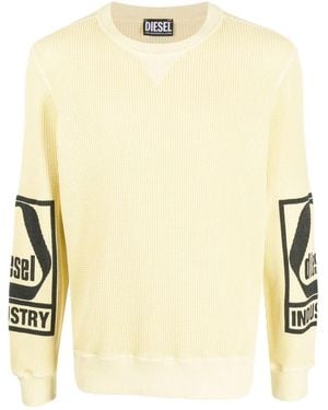 DIESEL Logo Print Chunky-Knit Jumper - Natural
