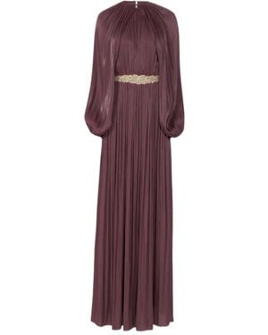 Costarellos Pleated Embellished Dress - Purple