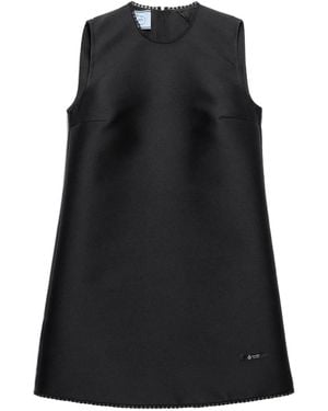 Prada Lace-Collar Scuba Mini-Dress - Black