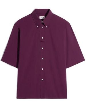 Lemaire Button-Down Loop Short Sleeve Shirt - Purple