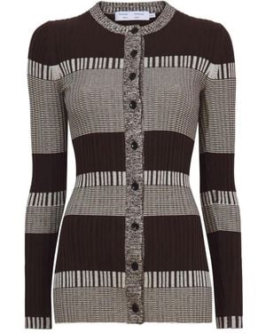 Proenza Schouler Mini Stripe Long-sleeve Cardigan - Black