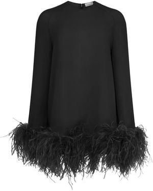 16Arlington Hodi Feather-Trim Mini Dress - Black