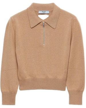 Prada Cashmere Polo Jumper - Natural