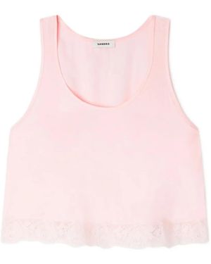 Sandro Tanktop Mit Spitzenband - Pink
