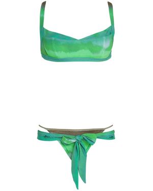 Amir Slama Bikini Mit Batikmuster - Grün