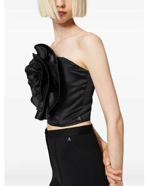 Twinset Top palabra de honor con rosa - Negro