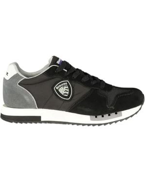 Blauer Queens Logo-Patch Panelled Trainers - Black