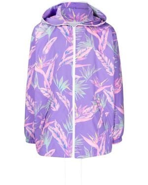 Fumito Ganryu Botanical-Print Zipped Jacket - Purple